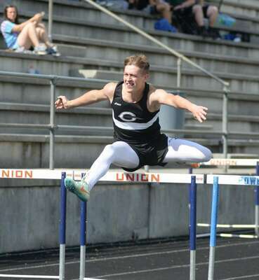 Maddox Reynolds hurdled his way to a Mountain 7 championship at Union High School. PHOTO BY KELLEY PEARSON