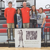 A basketball game last Tuesday was held to benefit the Nate Jordan Memorial Fund, which provides financial support to first responders. Left to right are Noah, Courtney, Donnie, Abbie and Annie Jordan. Nate Jordan passed away in April at age 14 following a vehicular accident. Anyone who wishes to donate to the fund can do so by Venmo @nates-memorialfund or through Paypal at jljannie14@gmail.com.  KELLEY PEARSON PHOTO
